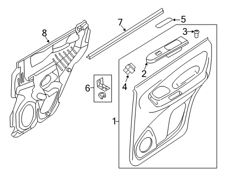 2010 Ford Escape Door Trim Panel, Rear Inner Driver Side Diagram for 8L8Z-7827407-AA
