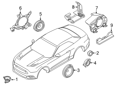 2017 Ford Mustang Quarter Panel Speaker Bracket, Passenger Side Diagram for PR3Z-18807-A