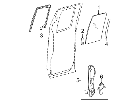2013 Ford F-150 Rear Door - Glass & Hardware Diagram