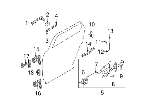 2007 Ford Freestyle Rear Door - Lock & Hardware Diagram
