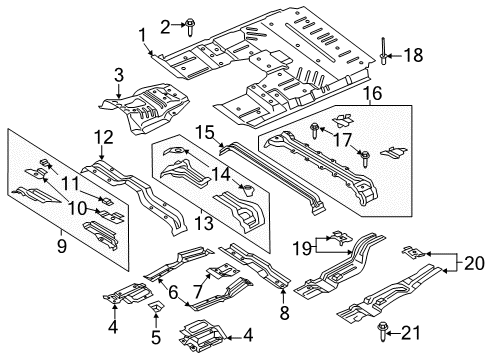 2019 Ford Expedition Floor & Rails Diagram