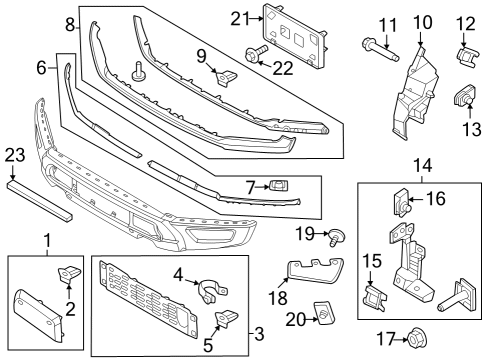2022 Ford F-150 Exterior Trim - Front Bumper Diagram