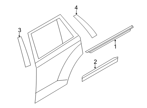 2012 Lincoln MKX Exterior Trim - Rear Door Diagram