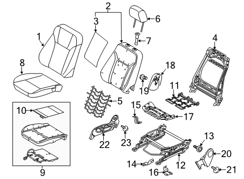 2019 Ford Fiesta Passenger Seat Components Diagram