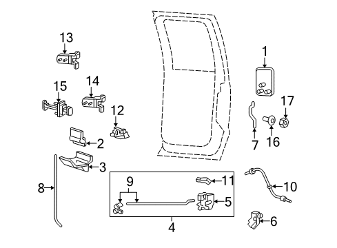2009 Ford F-250 Super Duty Rear Door - Lock & Hardware Diagram