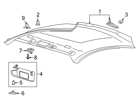 2022 Ford Mustang Interior Trim - Roof Diagram