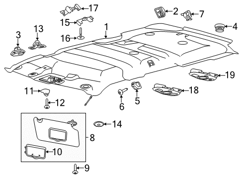 2018 Ford Police Interceptor Utility Interior Trim - Roof Diagram