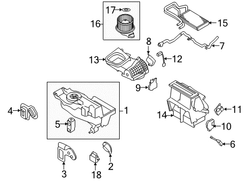 2008 Mercury Sable A/C Evaporator & Heater Components Diagram