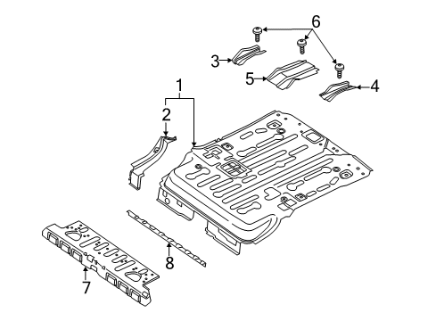 2014 Ford Transit Connect Rear Floor & Rails Diagram