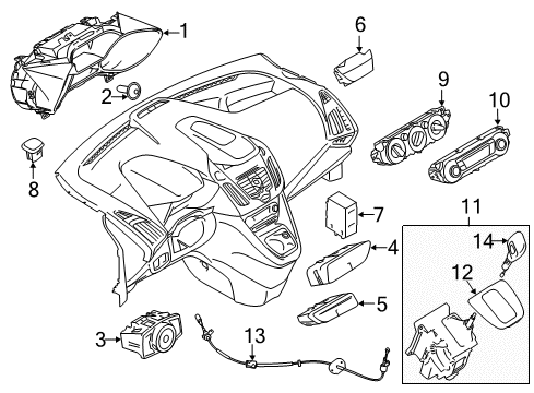 2014 Ford Transit Connect A/C & Heater Control Units Diagram