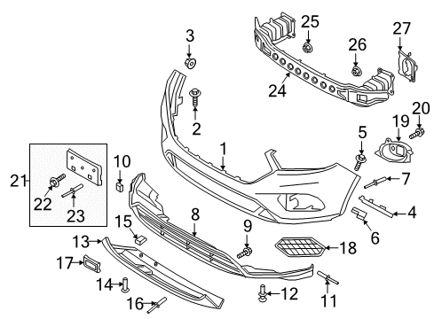 2018 Ford Escape Impact Bar, Front Diagram for CV6Z-17757-C