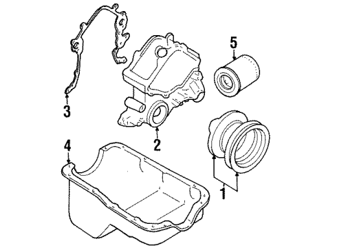 1994 Ford Mustang Engine Parts, Mounts, Cylinder Head & Valves, Camshaft & Timing, Oil Pan, Oil Pump, Crankshaft & Bearings, Pistons, Rings & Bearings Diagram