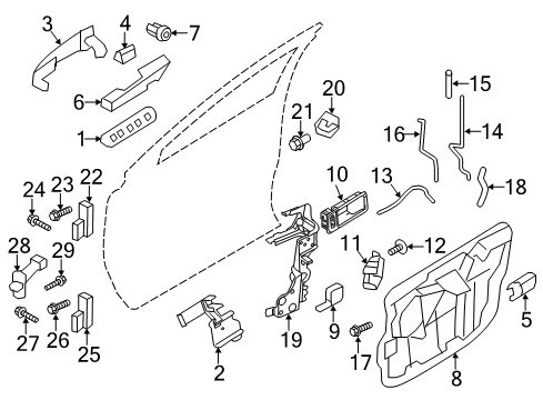 2013 Ford Edge Front Door - Lock & Hardware Diagram