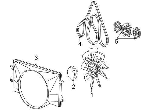 2004 Ford E-350 Club Wagon Cooling Fan, Belts & Pulleys Diagram