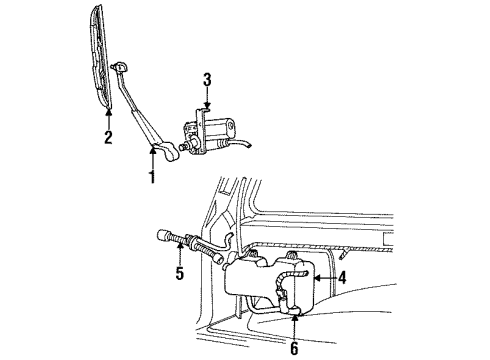 1994 Ford Explorer Lift Gate - Wiper & Washer Components Diagram