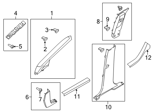 2013 Ford Escape Interior Trim - Pillars, Rocker & Floor Diagram