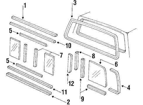 1986 Ford F-250 Weatherstrip Diagram for F6TZ-1542084-AB