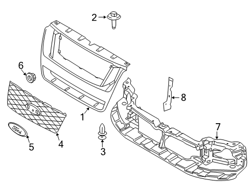 2009 Ford Explorer Sport Trac Grille & Components Diagram