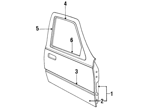 1988 Mercury Topaz Door & Components, Exterior Trim Diagram
