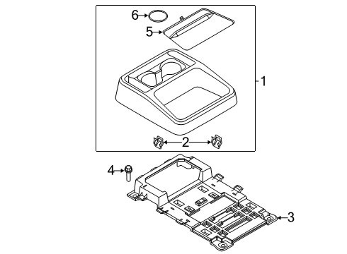 2022 Ford Police Interceptor Utility Front Console, Rear Console Diagram