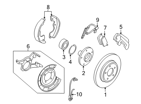 2006 Mercury Mariner Brake Components Diagram