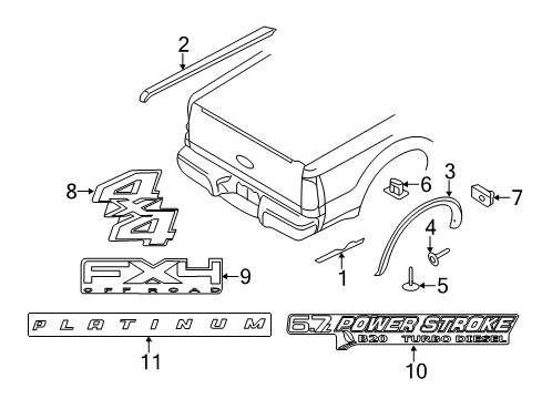 2014 Ford F-250 Super Duty Exterior Trim - Pick Up Box Diagram