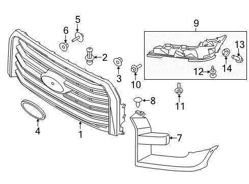 2015 Ford F-150 Grille & Components Diagram