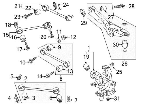 2019 Ford Expedition Rear Suspension Components, Lower Control Arm, Upper Control Arm, Ride Control, Stabilizer Bar Diagram