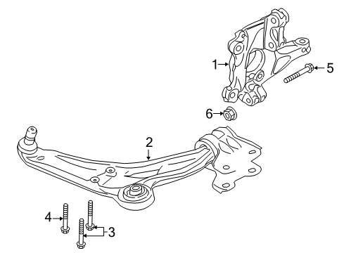 2022 Ford Edge Front Suspension Components, Lower Control Arm, Stabilizer Bar Diagram