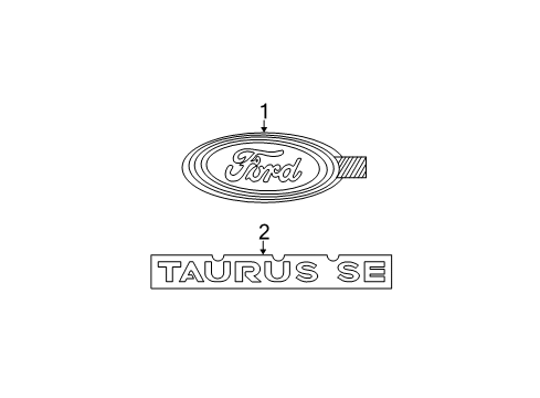 2002 Ford Taurus Emblem, Rear Diagram for YF1Z-7442528-DA