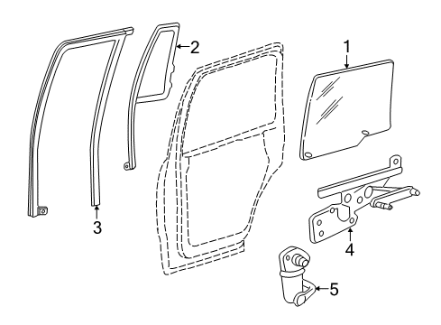2012 Lincoln Navigator Rear Door - Glass & Hardware Diagram