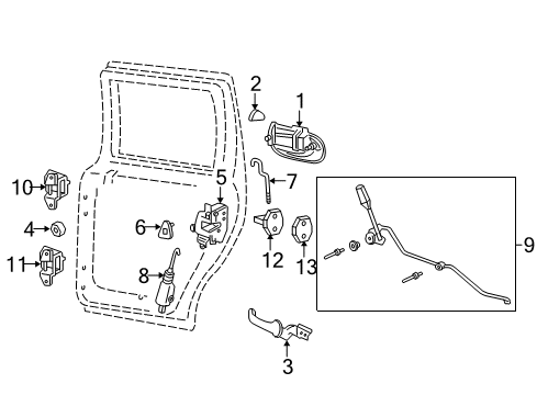 2005 Ford Expedition Rear Door - Lock & Hardware Diagram