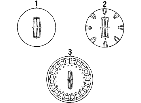 1999 Lincoln Town Car Center Cap Diagram for YW1Z-1130-CA