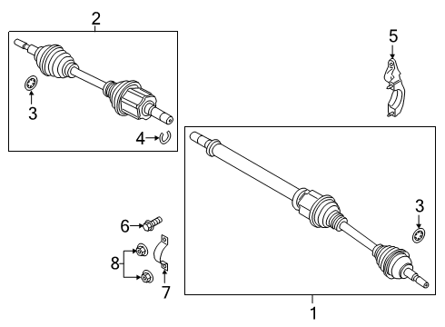 2021 Lincoln Nautilus Drive Axles - Front Diagram