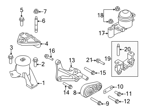 2010 Ford Fusion Transmission Mount Bracket Diagram for 9E5Z-6038-B