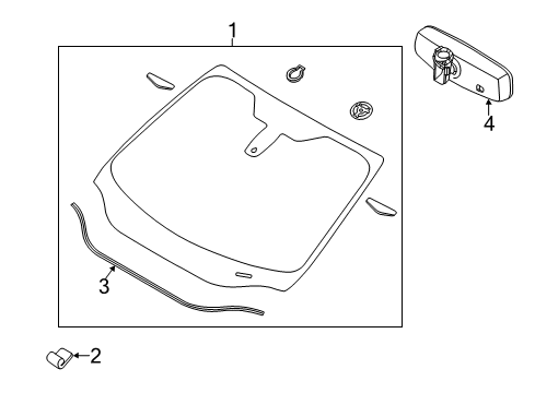 2015 Ford Focus Windshield Glass, Reveal Moldings Diagram