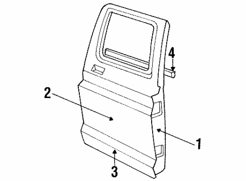 1990 Ford F-350 Rear Door & Components, Exterior Trim Diagram