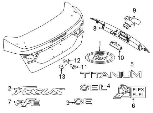 2015 Ford Focus Exterior Trim - Trunk Lid Diagram