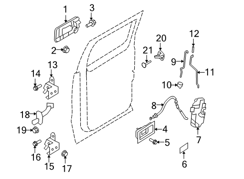 2013 Ford F-150 Rear Door - Lock & Hardware Diagram