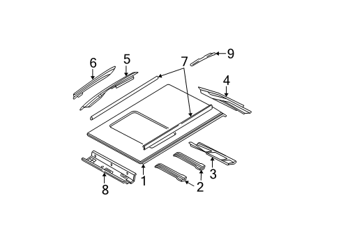 2003 Ford Focus Roof & Components Diagram