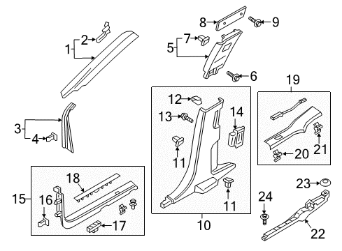 2019 Lincoln Continental Interior Trim - Pillars, Rocker & Floor Diagram