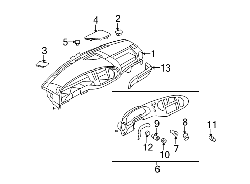 2008 Ford E-350 Super Duty Instrument Panel Components Diagram