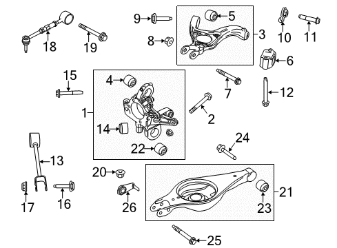 2010 Ford Flex Rear Suspension Components, Lower Control Arm, Upper Control Arm, Stabilizer Bar Diagram