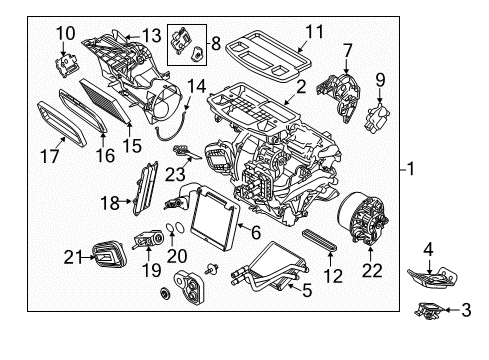2011 Ford Fiesta A/C Evaporator & Heater Components Diagram
