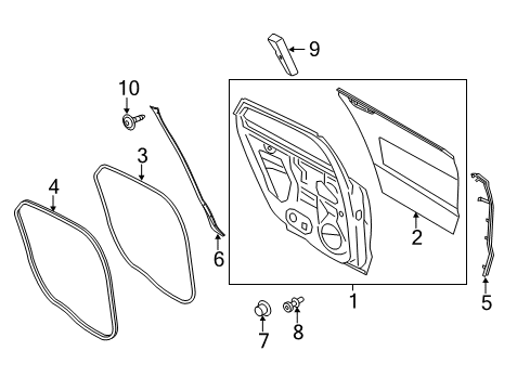 2020 Lincoln MKZ Door Weatherstrip, Passenger Side Diagram for GP5Z-5425324-A