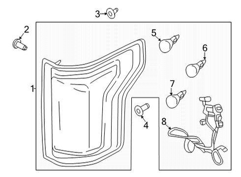 2023 Ford F-150 Tail Lamp Assembly, Rear Driver Side Diagram for ML3Z-13405-F