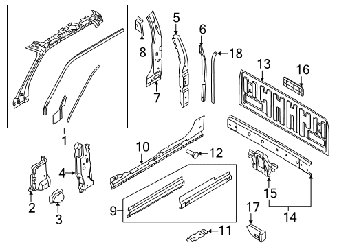 2018 Ford F-350 Super Duty Back Panel, Hinge Pillar Diagram