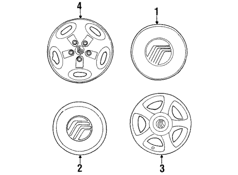 2002 Mercury Villager Center Cap, Black Diagram for 1F5Z-1130-CA