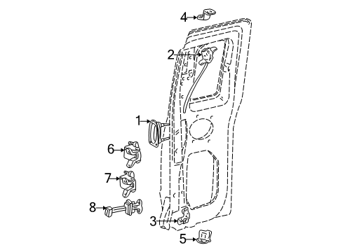 2005 Ford Ranger Rear Door - Lock & Hardware Diagram