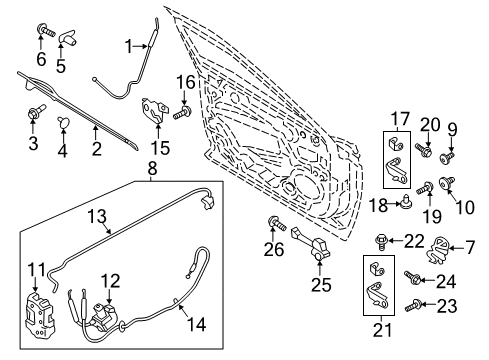 2019 Lincoln Continental Front Door - Lock & Hardware Diagram